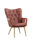 Fauteuil Bestier en cuir marron-rouge avec rembourrage moelleux, fauteuil d'appoint avec dossier à oreilles