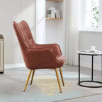 Fauteuil Bestier en cuir marron-rouge avec rembourrage moelleux, fauteuil d'appoint avec dossier à oreilles
