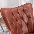 Fauteuil Bestier en cuir marron-rouge avec rembourrage moelleux, fauteuil d'appoint avec dossier à oreilles