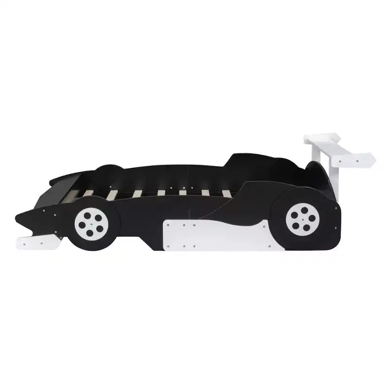 Lit plateforme Whisen Unique Design en forme de voiture de course, taille double, avec roues