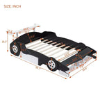 Lit plateforme Whisen Unique Design en forme de voiture de course, taille double, avec roues