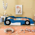 Lit plateforme Whisen Unique Design en forme de voiture de course, taille double, avec roues