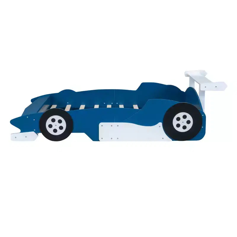 Lit plateforme Whisen Unique Design en forme de voiture de course, taille double, avec roues