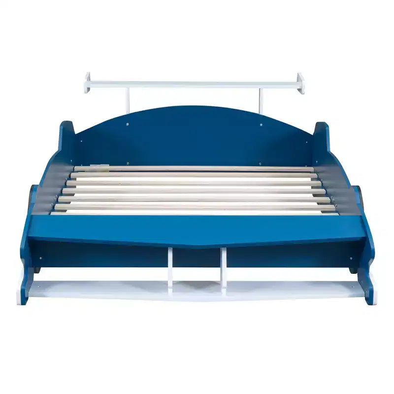 Lit plateforme Whisen Unique Design en forme de voiture de course, taille double, avec roues