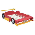 Lit plateforme Whisen Unique Design en forme de voiture de course, taille double, avec roues