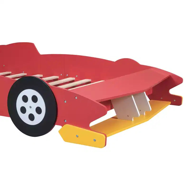Lit plateforme Whisen Unique Design en forme de voiture de course, taille double, avec roues