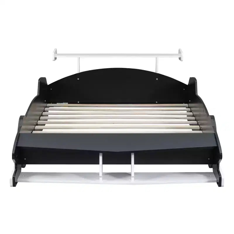 Lit plateforme Whisen Unique Design en forme de voiture de course, taille double, avec roues