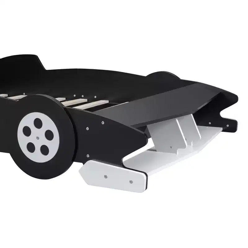 Lit plateforme Whisen Unique Design en forme de voiture de course, taille double, avec roues