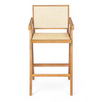 Tabourets de bar modernes et minimalistes Christopher Knight Home Kelly en bois d'hévéa avec cannage (Lot de 2)