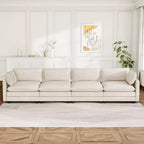Hyleory 148 Modern Corduroy Straight 4 seater Couch Sectional Sofa for Living Room