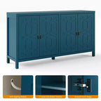 Buffet Heynemo, buffet de 152 cm de style moderne du milieu du siècle avec 4 portes et étagères réglables, buffet pour entrée, bleu turquoise