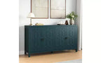 Buffet Heynemo, buffet de 152 cm de style moderne du milieu du siècle avec 4 portes et étagères réglables, buffet pour entrée, bleu turquoise