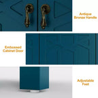 Buffet Heynemo, buffet de 152 cm de style moderne du milieu du siècle avec 4 portes et étagères réglables, buffet pour entrée, bleu turquoise