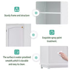 Meuble de rangement de salle de bain Whisen de 160 cm de hauteur avec portes en verre, deux tiroirs et étagères réglables