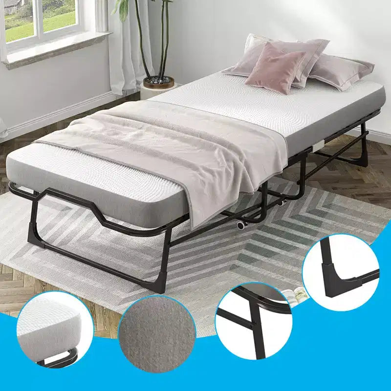 Lit pliant moderne Mjkone pour une personne avec matelas inclus