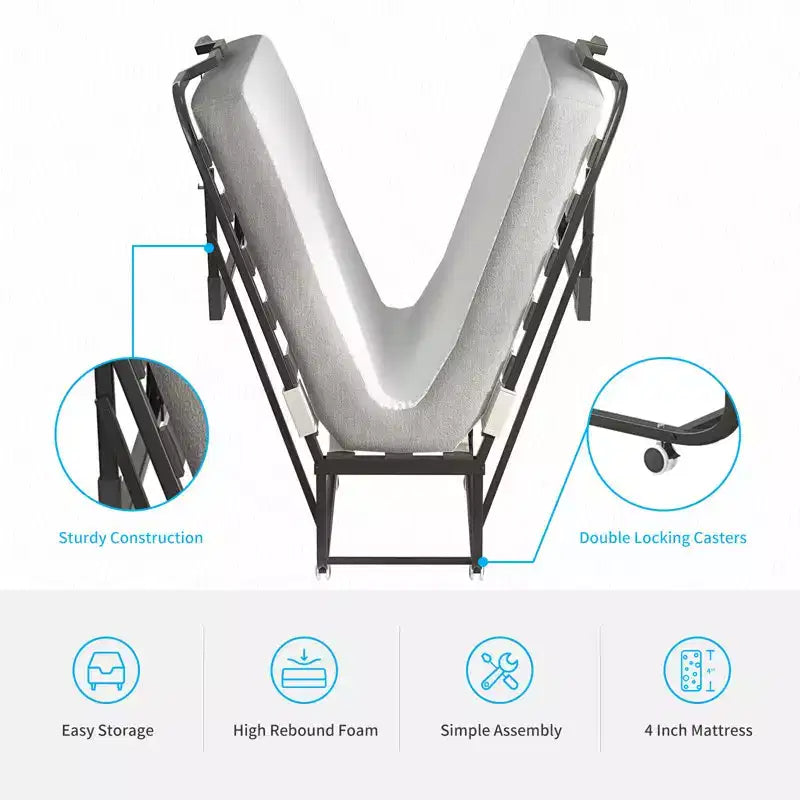Lit pliant moderne Mjkone pour une personne avec matelas inclus