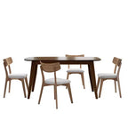 Ensemble de salle à manger 5 pièces en bois d'hévéa rembourré de style moderne du milieu du siècle Christopher Knight Home Shania