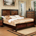 GDFStudio Ben Lit Queen en bois massif d'acacia de style transitionnel avec tête de lit en bois de parquet