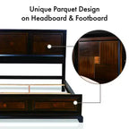 GDFStudio Ben Lit Queen en bois massif d'acacia de style transitionnel avec tête de lit en bois de parquet