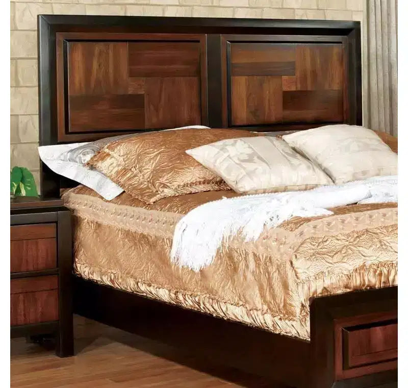 GDFStudio Ben Lit Queen en bois massif d'acacia de style transitionnel avec tête de lit en bois de parquet
