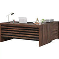 Lantine 62.2 Large Executive Desk with Mobile File Cabinet, L-Shaped Office Desk with Storage Shelves