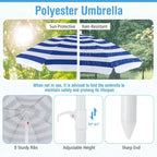 Table de pique-nique pour enfants Costway avec parasol réglable et pliable Bleu/Blanc/Marron