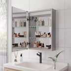 Armoire de toilette à LED 28x20 pouces avec lumières et miroir, armoire de toilette éclairée avec désembueur