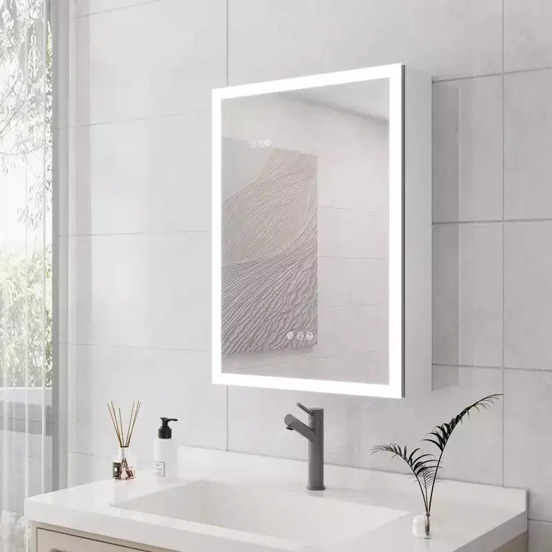Armoire de toilette à LED 28x20 pouces avec lumières et miroir, armoire de toilette éclairée avec désembueur