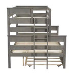 Lit superposé Whisen Wood Twin sur Full avec lit gigogne double