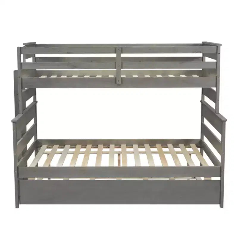 Lit superposé Whisen Wood Twin sur Full avec lit gigogne double