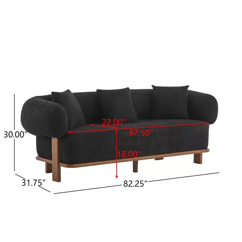 Christopher Knight Home Tadg, canapé incurvé 3 places en bois d'hévéa et tissu bouclé avec oreillers (lot de 2)
