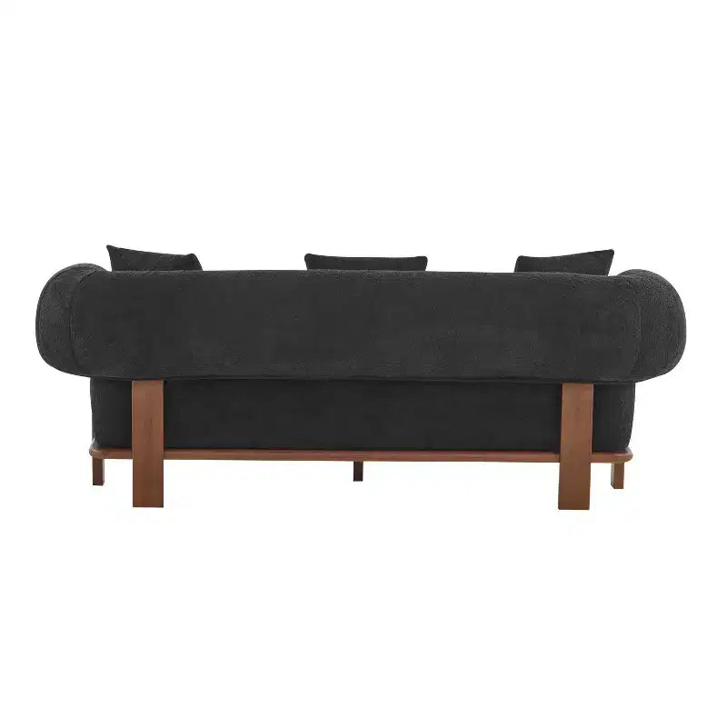 Christopher Knight Home Tadg, canapé incurvé 3 places en bois d'hévéa et tissu bouclé avec oreillers (lot de 2)