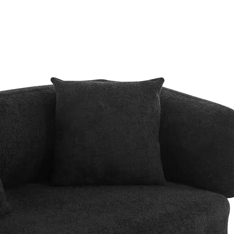Christopher Knight Home Tadg, canapé incurvé 3 places en bois d'hévéa et tissu bouclé avec oreillers (lot de 2)