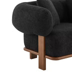 Christopher Knight Home Tadg, canapé incurvé 3 places en bois d'hévéa et tissu bouclé avec oreillers (lot de 2)