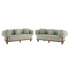Christopher Knight Home Tadg, canapé incurvé 3 places en bois d'hévéa et tissu bouclé avec oreillers (lot de 2)
