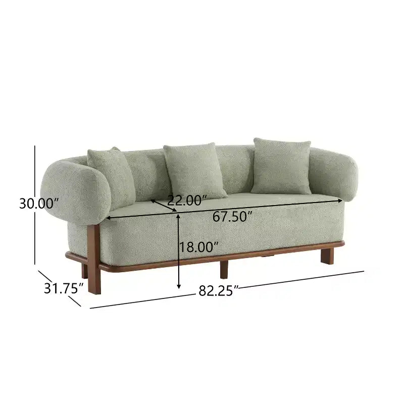Christopher Knight Home Tadg, canapé incurvé 3 places en bois d'hévéa et tissu bouclé avec oreillers (lot de 2)