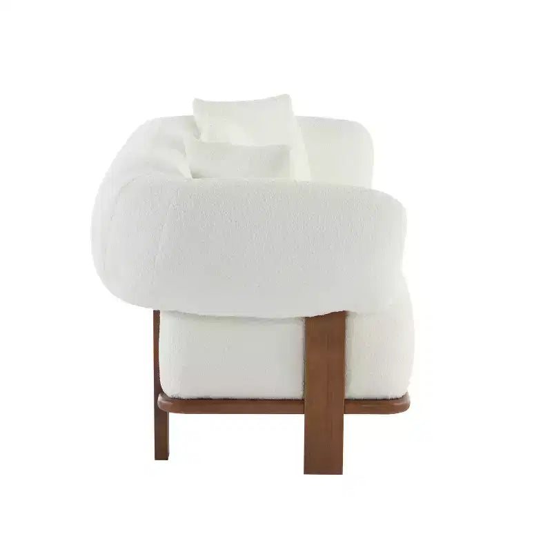 Christopher Knight Home Tadg, canapé incurvé 3 places en bois d'hévéa et tissu bouclé avec oreillers (lot de 2)