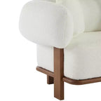 Christopher Knight Home Tadg, canapé incurvé 3 places en bois d'hévéa et tissu bouclé avec oreillers (lot de 2)