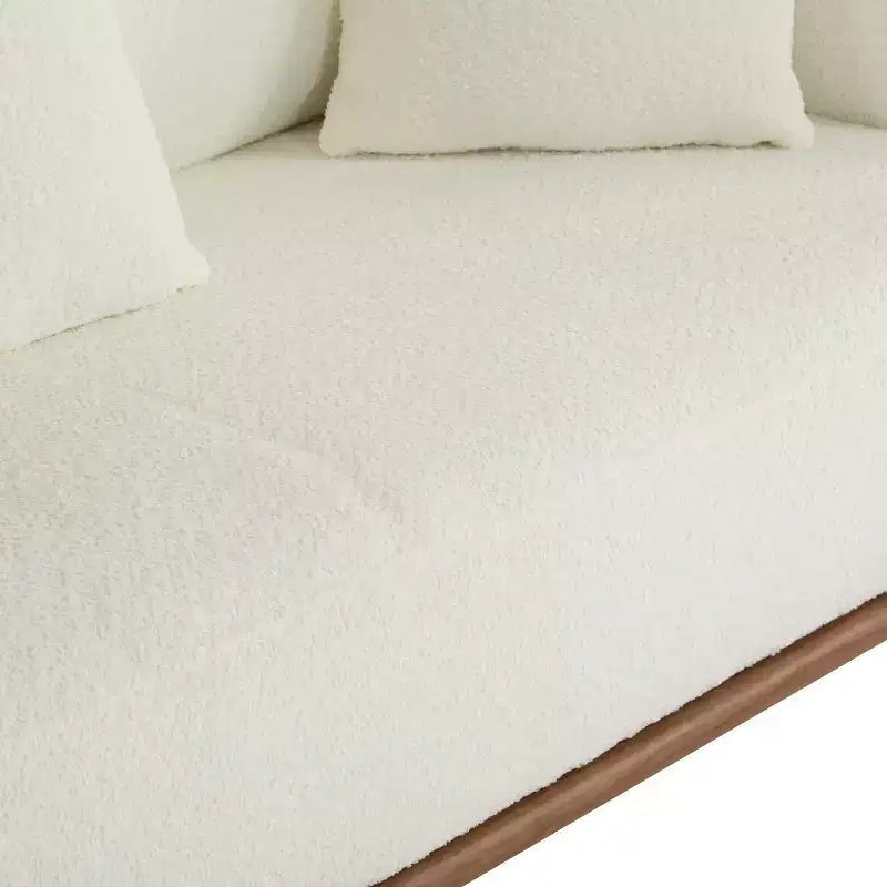 Christopher Knight Home Tadg, canapé incurvé 3 places en bois d'hévéa et tissu bouclé avec oreillers (lot de 2)