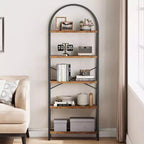 Bibliothèque Garvee à 5 niveaux - Étagère à cadre métallique arqué, grande étagère pour chambre à coucher, salon et bureau à domicile