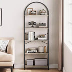 Bibliothèque Garvee à 5 niveaux - Étagère à cadre métallique arqué, grande étagère pour chambre à coucher, salon et bureau à domicile