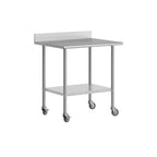 Flash Furniture Reese 30 x 36 Prep and Work Table with Stainless Steel Top Shelf, 4 Backsplash, Adjustable Galvanized Steel Undershelf, 4 Casters