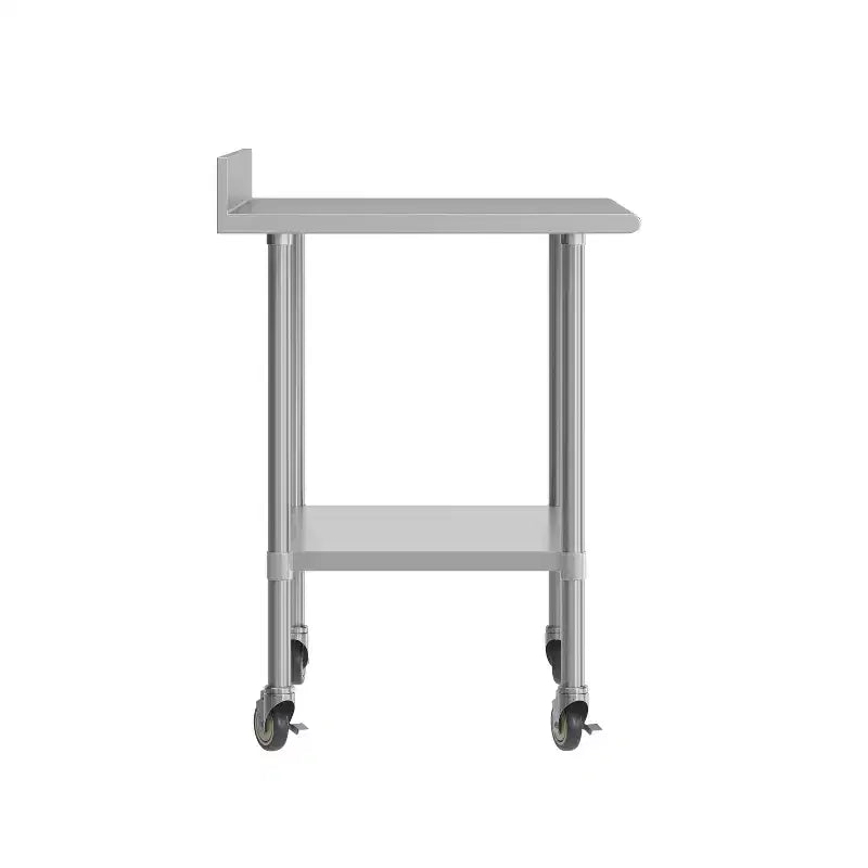 Table de préparation et de travail Flash Furniture Reese 30 x 36 avec étagère supérieure en acier inoxydable, dosseret de 4, étagère inférieure réglable en acier galvanisé, 4 roulettes