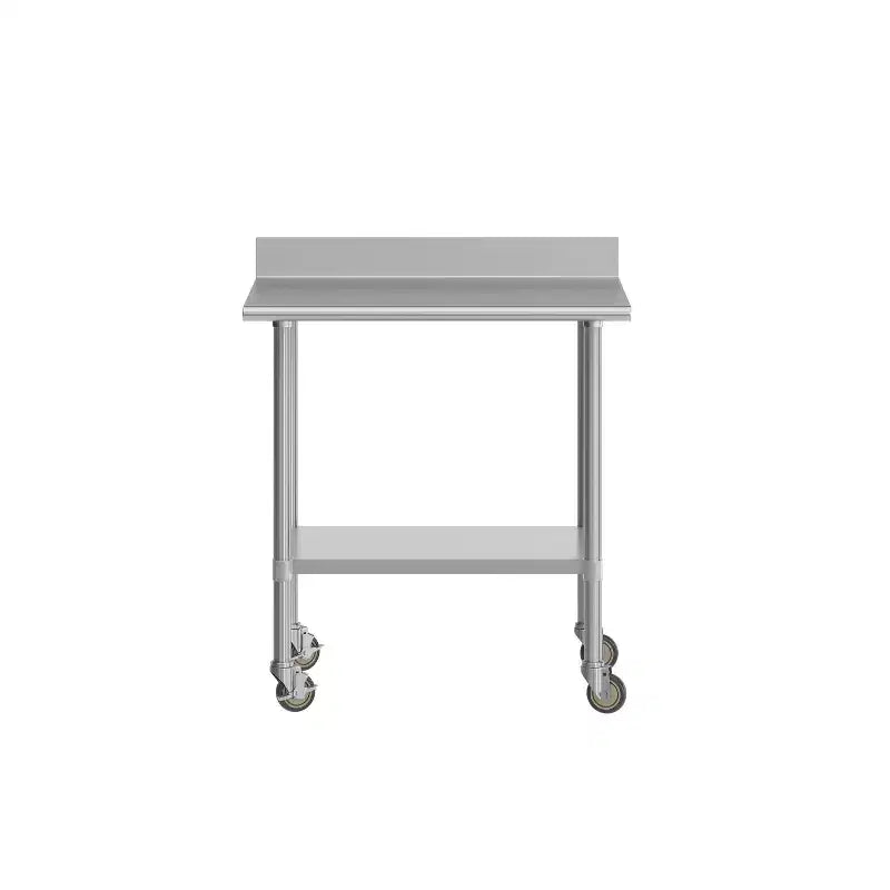 Table de préparation et de travail Flash Furniture Reese 30 x 36 avec étagère supérieure en acier inoxydable, dosseret de 4, étagère inférieure réglable en acier galvanisé, 4 roulettes