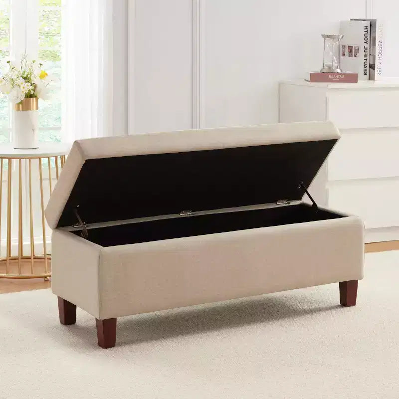 Ornavo Home Hamilton Banc Coffre Ottoman avec Couvercle à Charnière Facile à Soulever