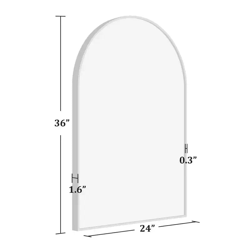 Miroir mural argenté en alliage d'aluminium, à bord mince et angle droit, en forme d'arche, 91*61*4cm