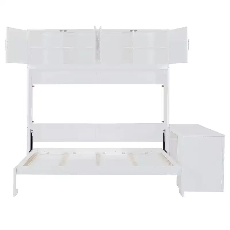 Lit escamotable Whisen Morden Design Queen Size, se plie en armoire avec bureau et étagères de rangement