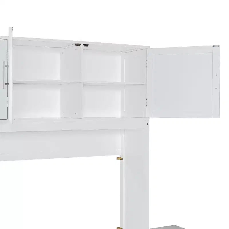 Lit escamotable Whisen Morden Design Queen Size, se plie en armoire avec bureau et étagères de rangement