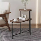 Chic Crate - Space-saving Walnut Brown Nightstand for Living Room - 2-tier Modern Sofa Side Table with Wood Storage Shelf
