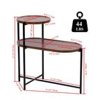 Chic Crate - Table de chevet gain de place marron noyer pour salon - Table d'appoint de canapé moderne à 2 niveaux avec étagère de rangement en bois